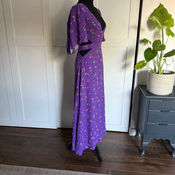 Like New! Revolve AFRM Renzo Purple Floral Cut Out Dress - xs - Picture 5 of 10
